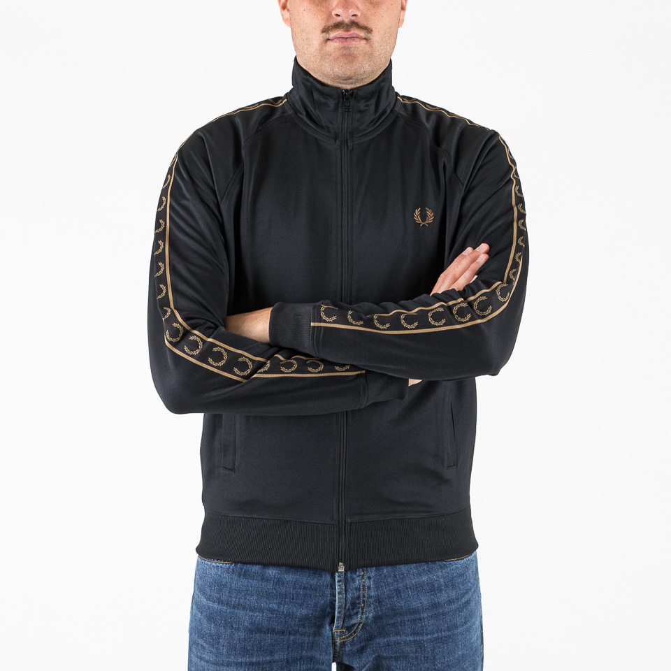 Contrast Tape Track Jacket Black & shaded stone - Fred Perry | The