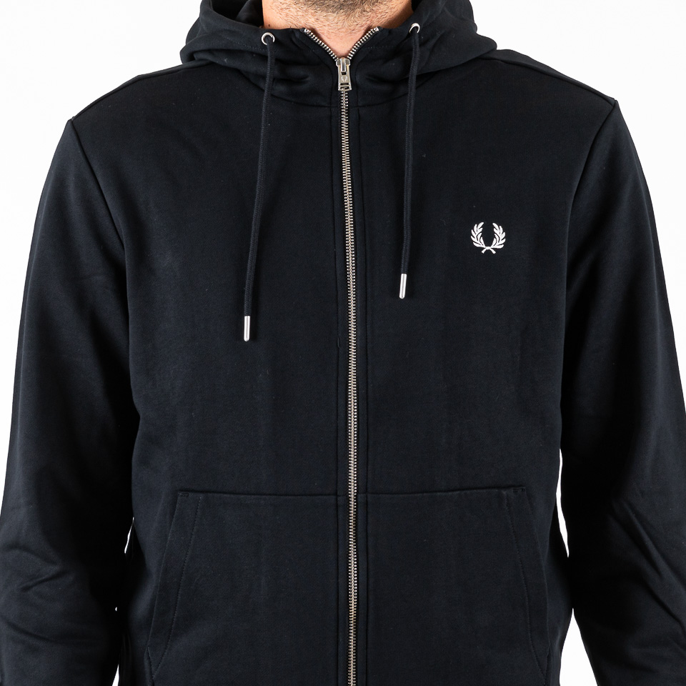 Hooded Zip Through Sweatshirt Black - Fred Perry | The Firm Shop