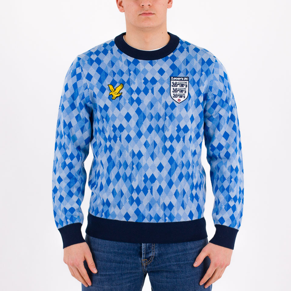 Diamond Jacquard Knitted Jumper Topaz blue - Lyle & Scott X