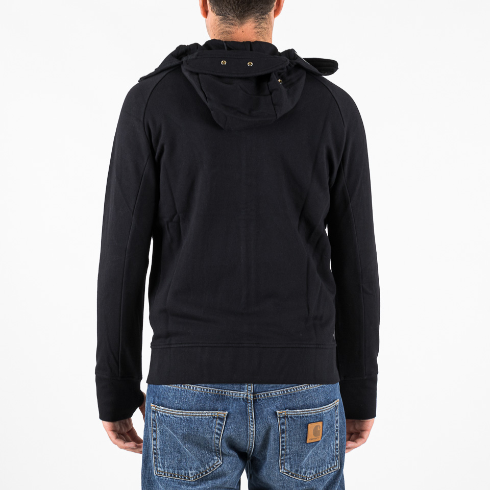 Diagonal Raised Fleece Explorer Zipped Hooded Sweatshirt Black
