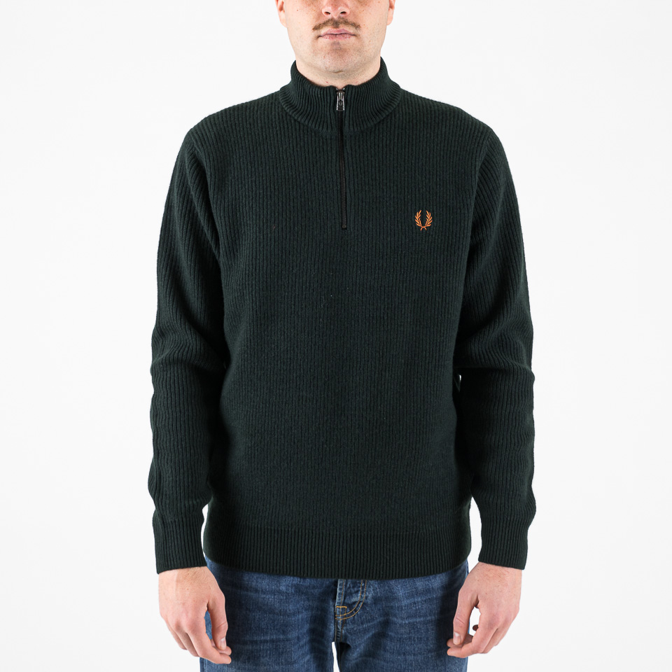 Textured Half Zip Jumper Sweater Night green - Fred Perry | The
