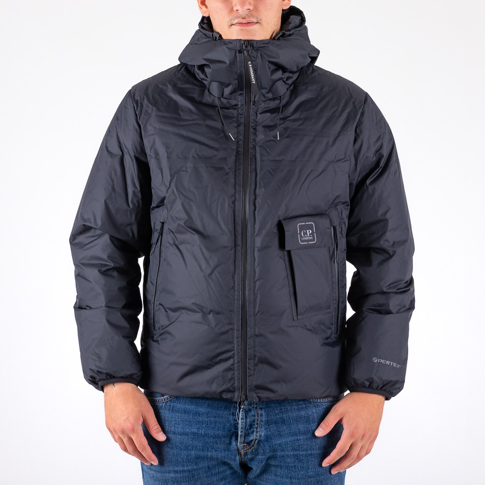 Metropolis Series Baffled Hooded Down Jacket Black - C.P. Company